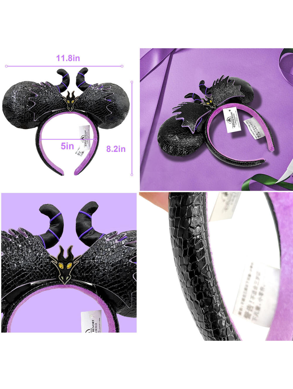 Black Maleficent Sleeping Beauty Minnie Ears Headband - Picture 3 of 9